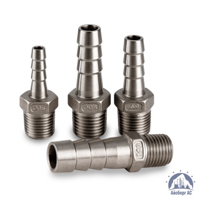 Штуцер шланговый нержавеющий «ёлочка» DN 10 3/8" 17,1х10 мм AISI 316 НР